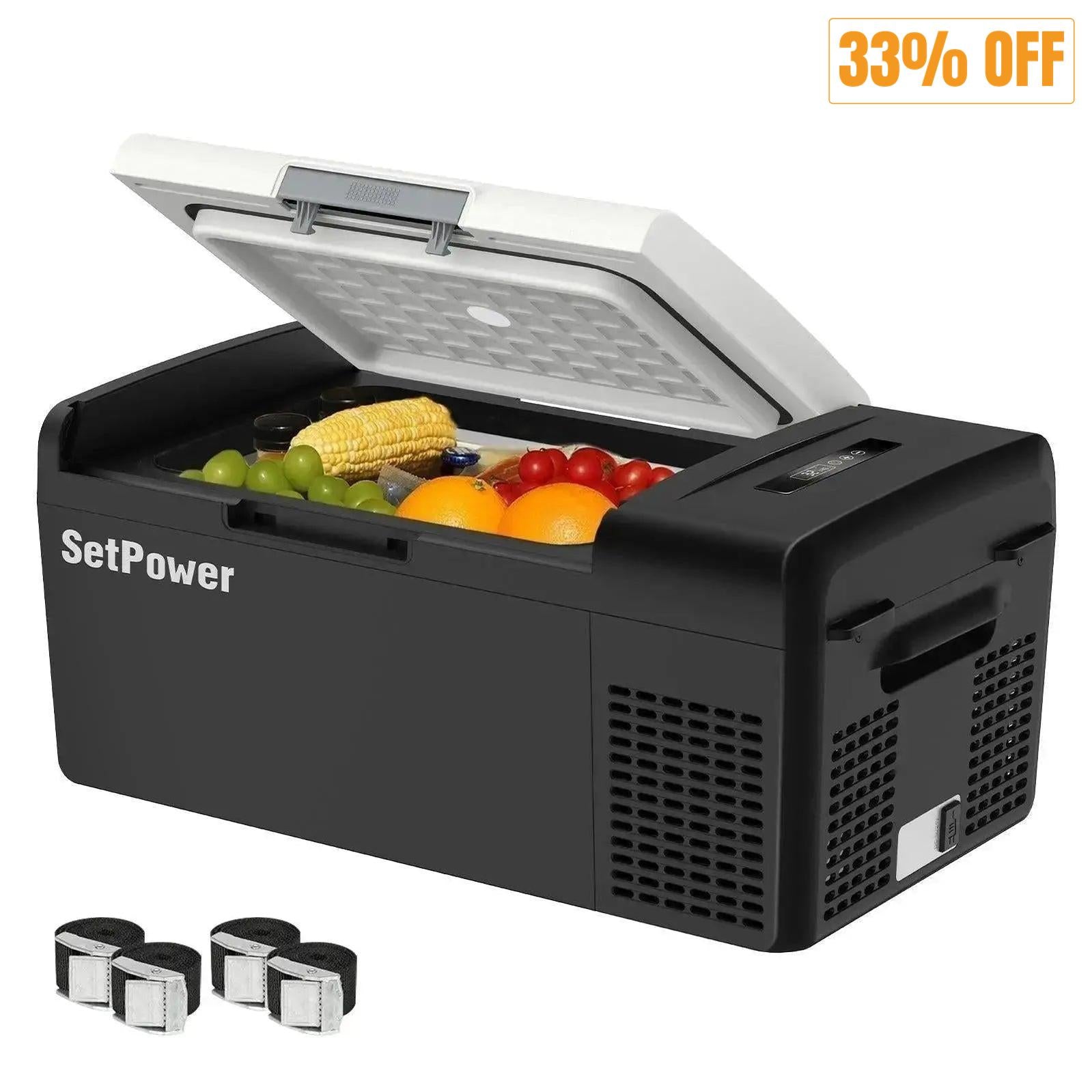Setpower MC15 12 Volt Car Cooler Electric Cooler for Camper 15.8Qt Black Setpower