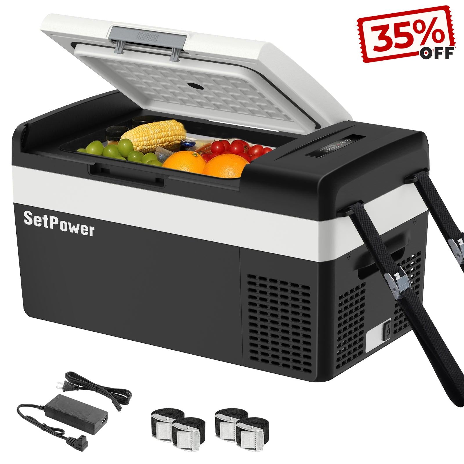 Setpower MC20 12 Volt Car Cooler Electric Cooler for Camper 21Qt Black