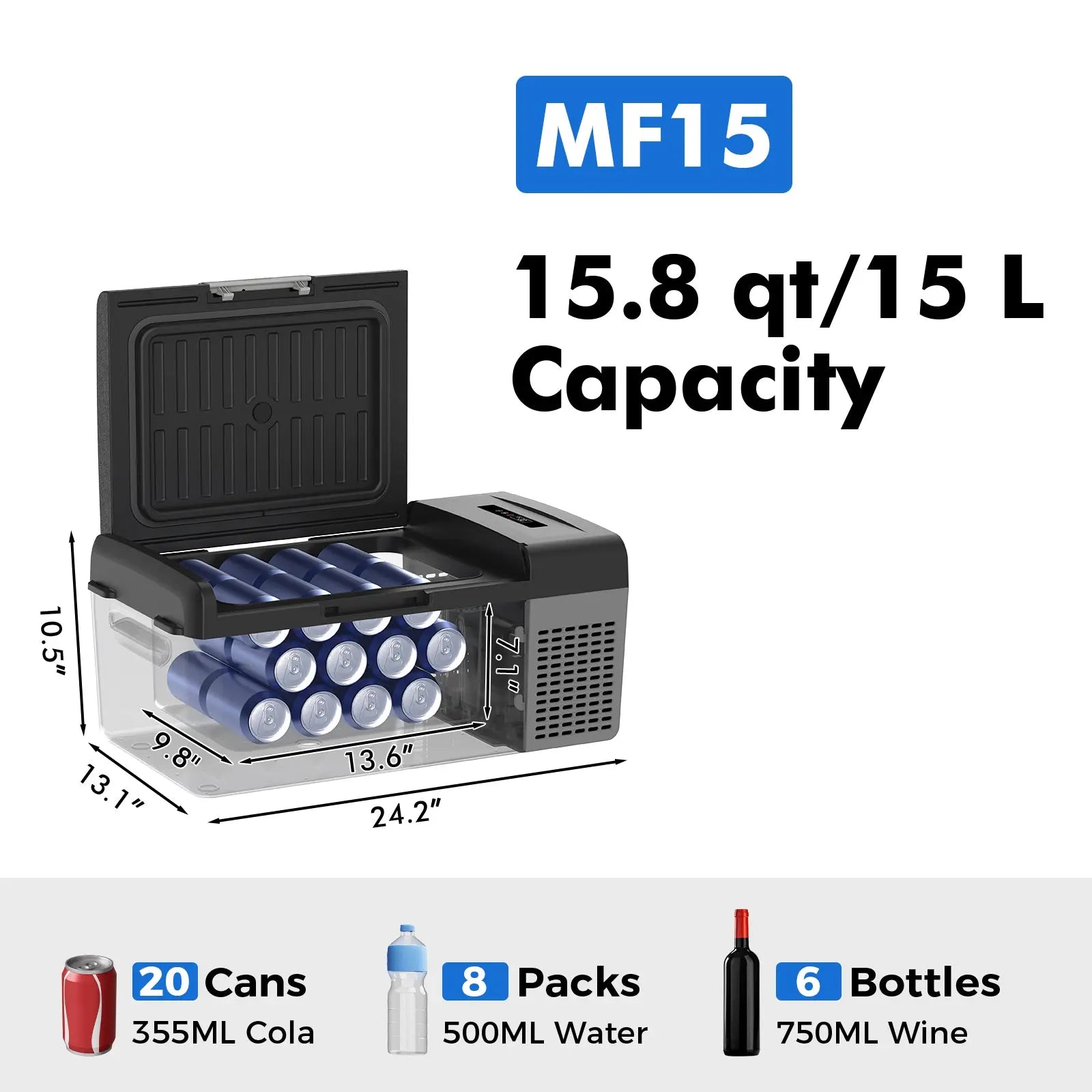 Setpower MF15 Portable Refrigerator Freezer Car Refrigerator 15.8Qt Setpower