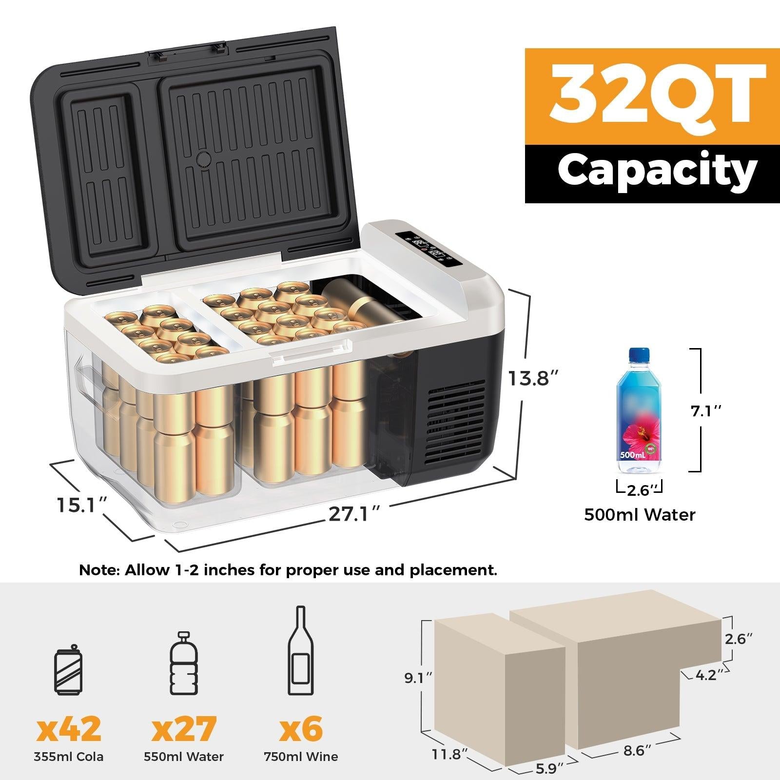 Setpower PT30 32Qt Car Fridge 12V Refrigerator Freezer Dual Zone Setpower