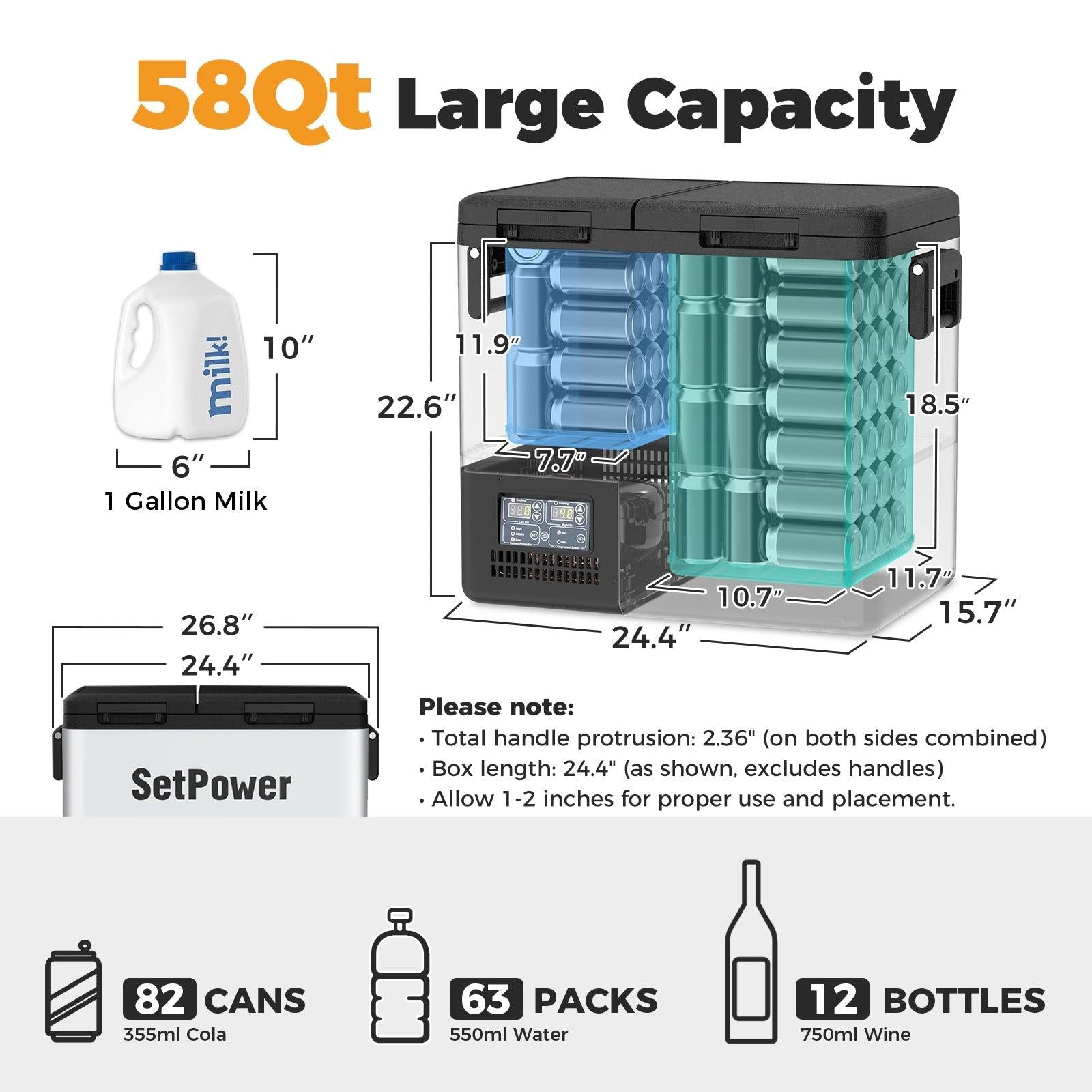 Setpower PT35 45 Car Refrigerator 12 Volt Freezer with Battery Slide Setpower