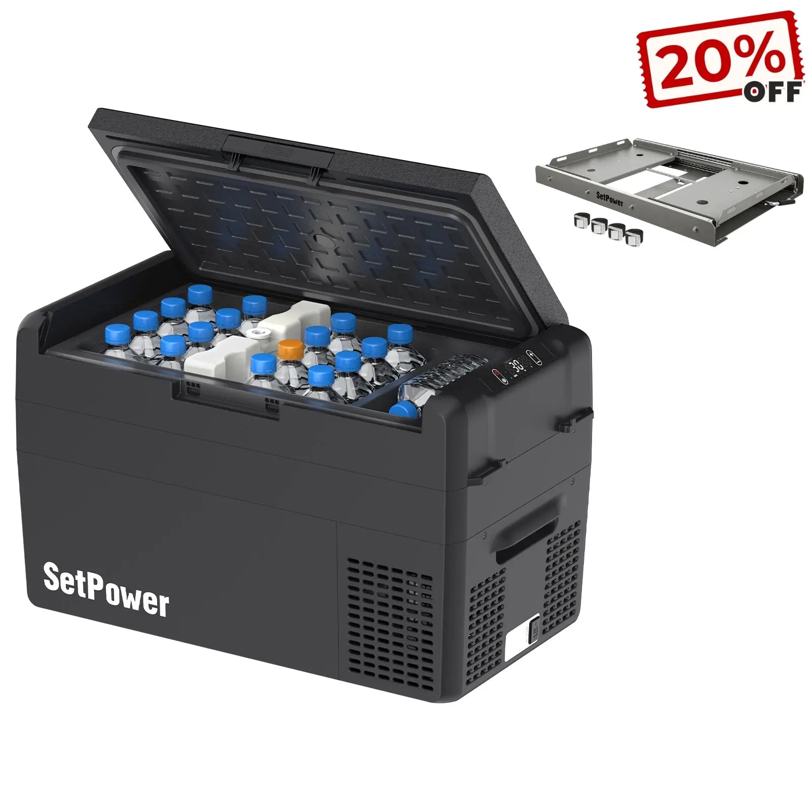 Setpower RF20 RF25 Car Cooler Portable 12 Volt Refrigerator with Slide Setpower