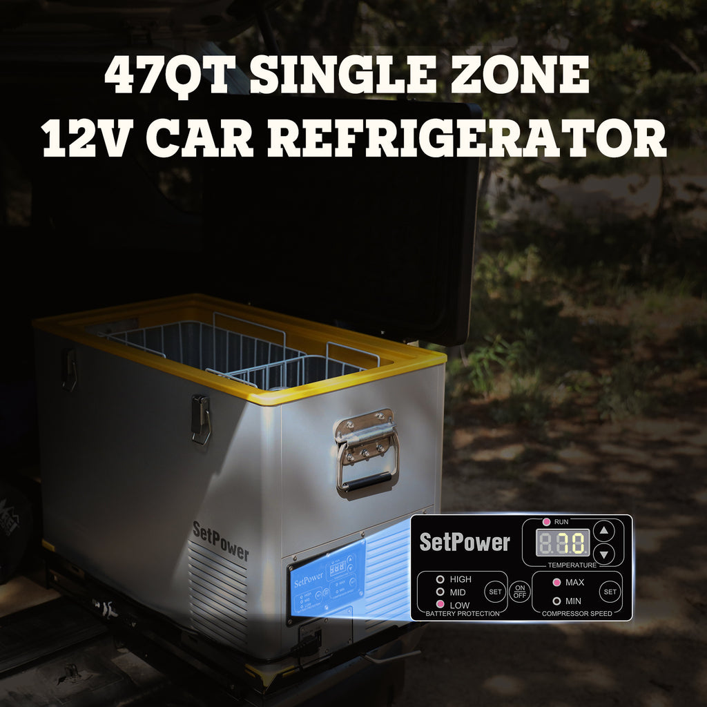 Budget Setpower 47 Quart 44.5L Metal Sturdy Portable Refrigerator. Perfect for RV, VAN or Camper Life.