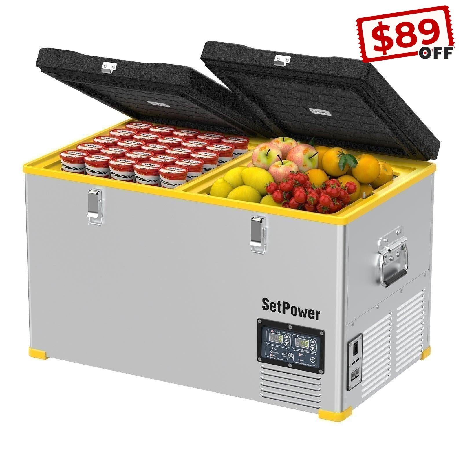 SetPower RV65D 12 Volt Electric Refrigerator 68.6Qt Ice Cooler For Truck RV Setpower