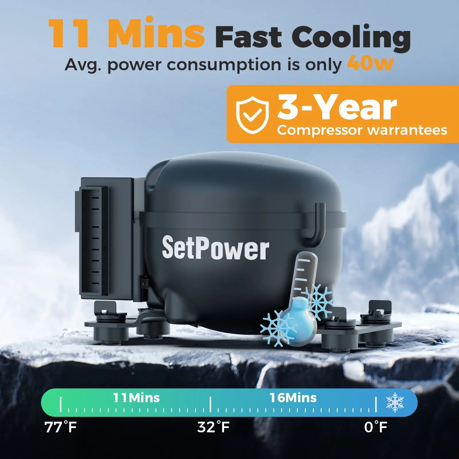 SetPower 16Qt Car Cooler for Truck, Best Budget 12v Fridge, Armrest Design Car Refrigerator Portable Refrigerators