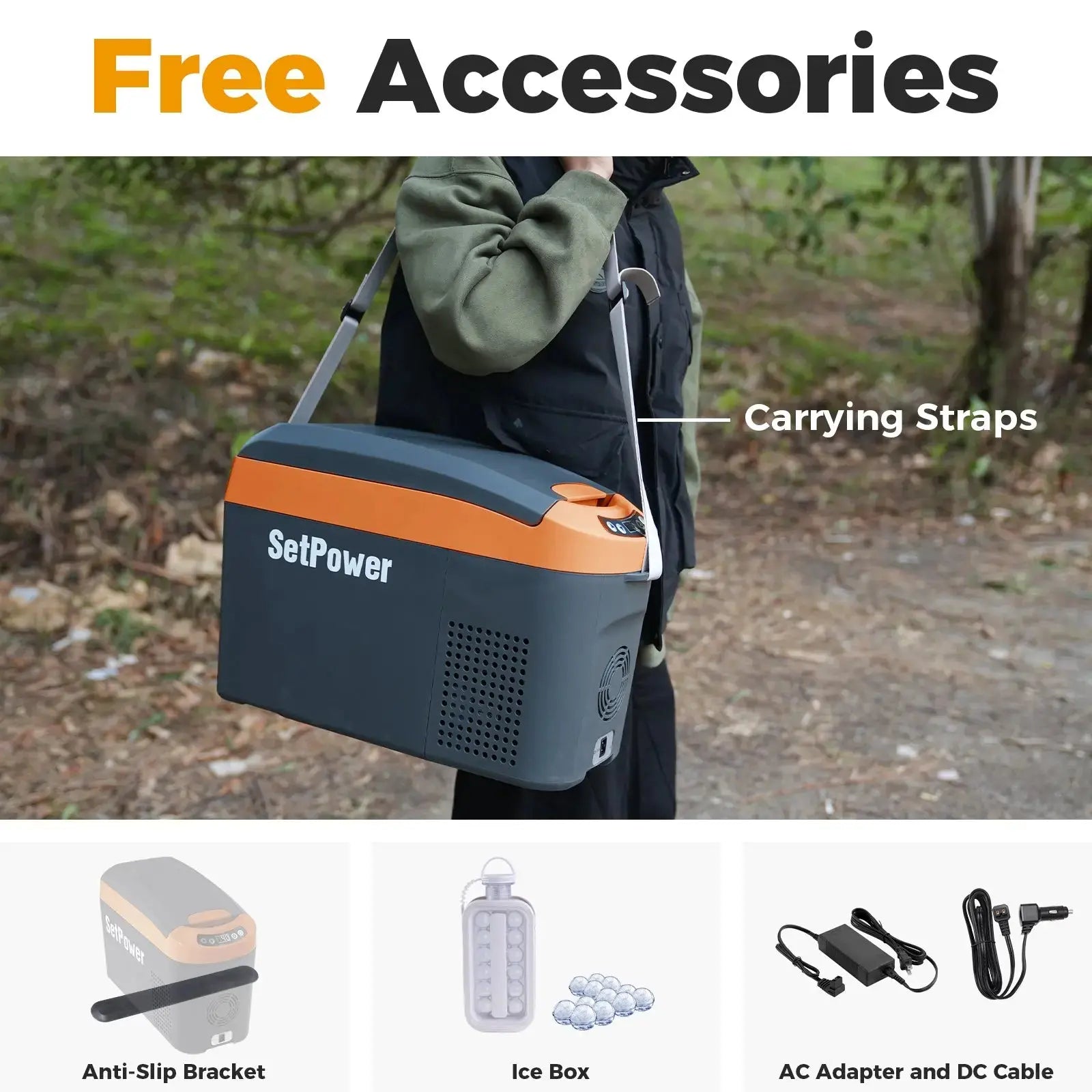 SetPower 16Qt Electric Cooler for Truck, Best Budget 12v Fridge, Armrest Design Car Fridge Freezer