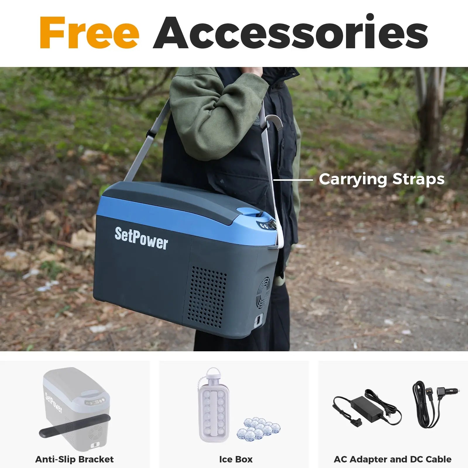 SetPower 16Qt Car Cooler for Truck, Best Budget 12v Fridge, Armrest Design Car Refrigerator Portable Refrigerators