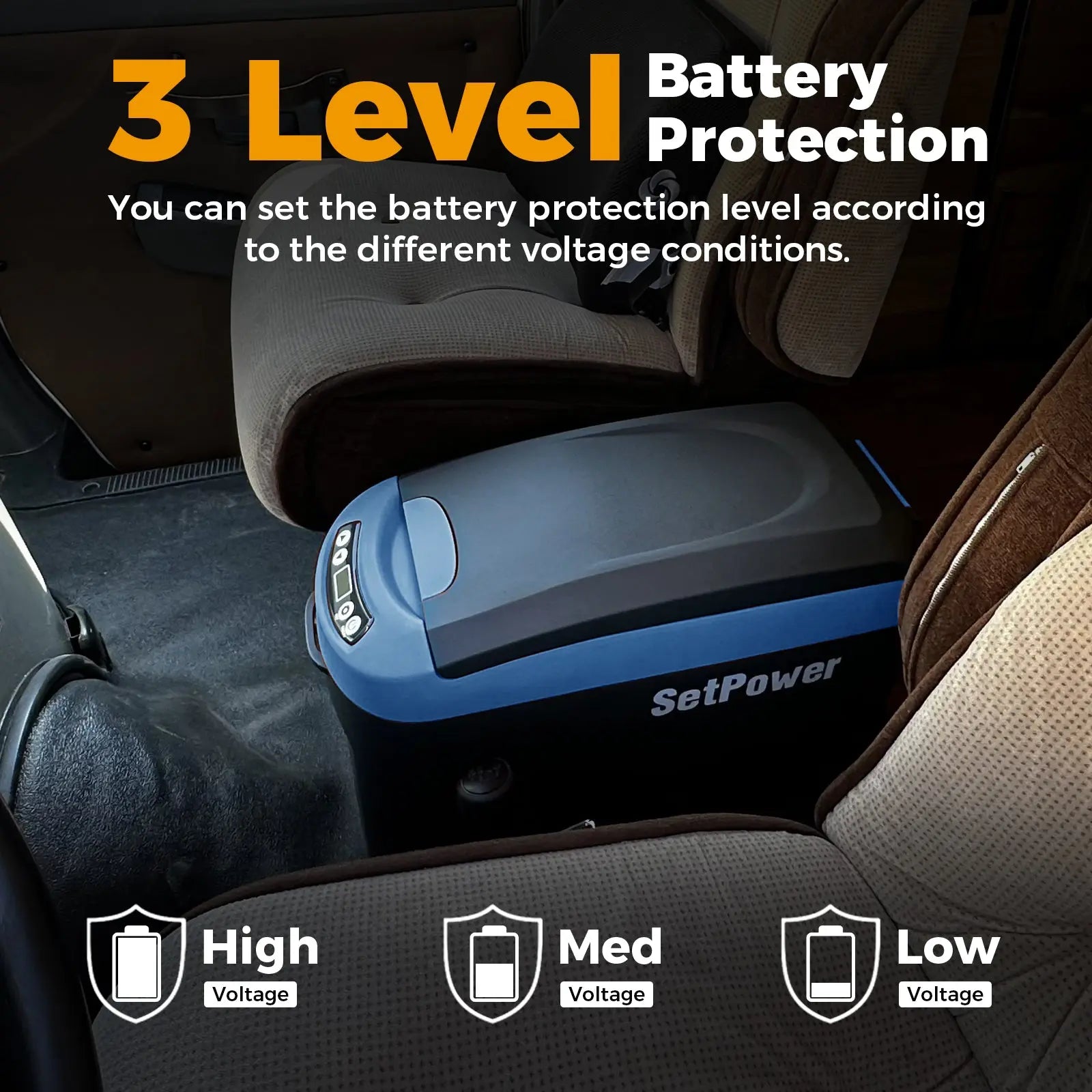 SetPower 16Qt Car Cooler for Truck, Best Budget 12v Fridge, Armrest Design Car Refrigerator Portable Refrigerators