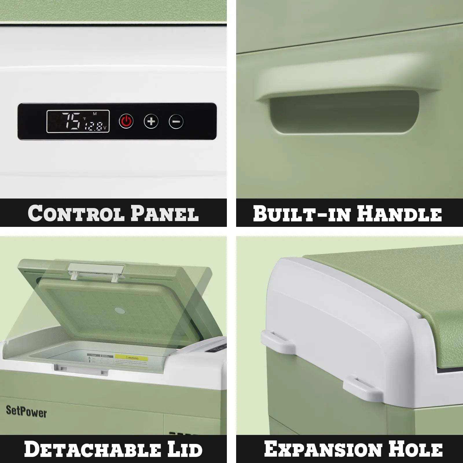 Small 12V Fridge Freezer Plug in Car Cooler Battery Powered Cooler | Setpower Fridge 21 Quart FC20 with Humanized Design