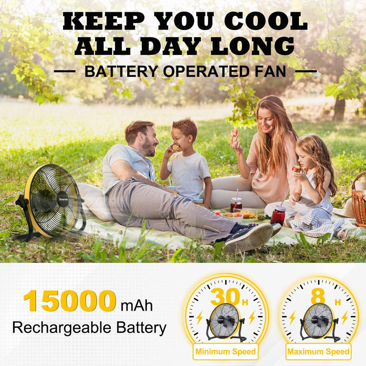 Smartele 16inch Cordless Fan with 15000mAh Rechargeable Battery.