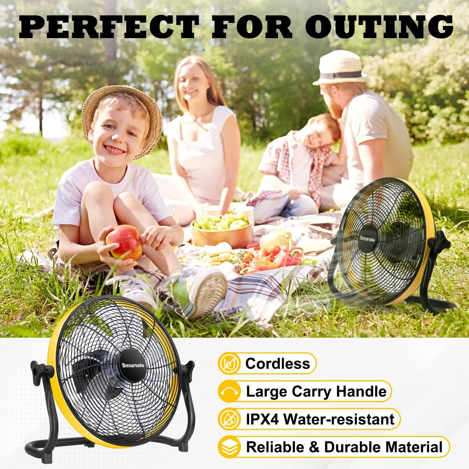 Smartele Portable Battery Operated Floor Fan