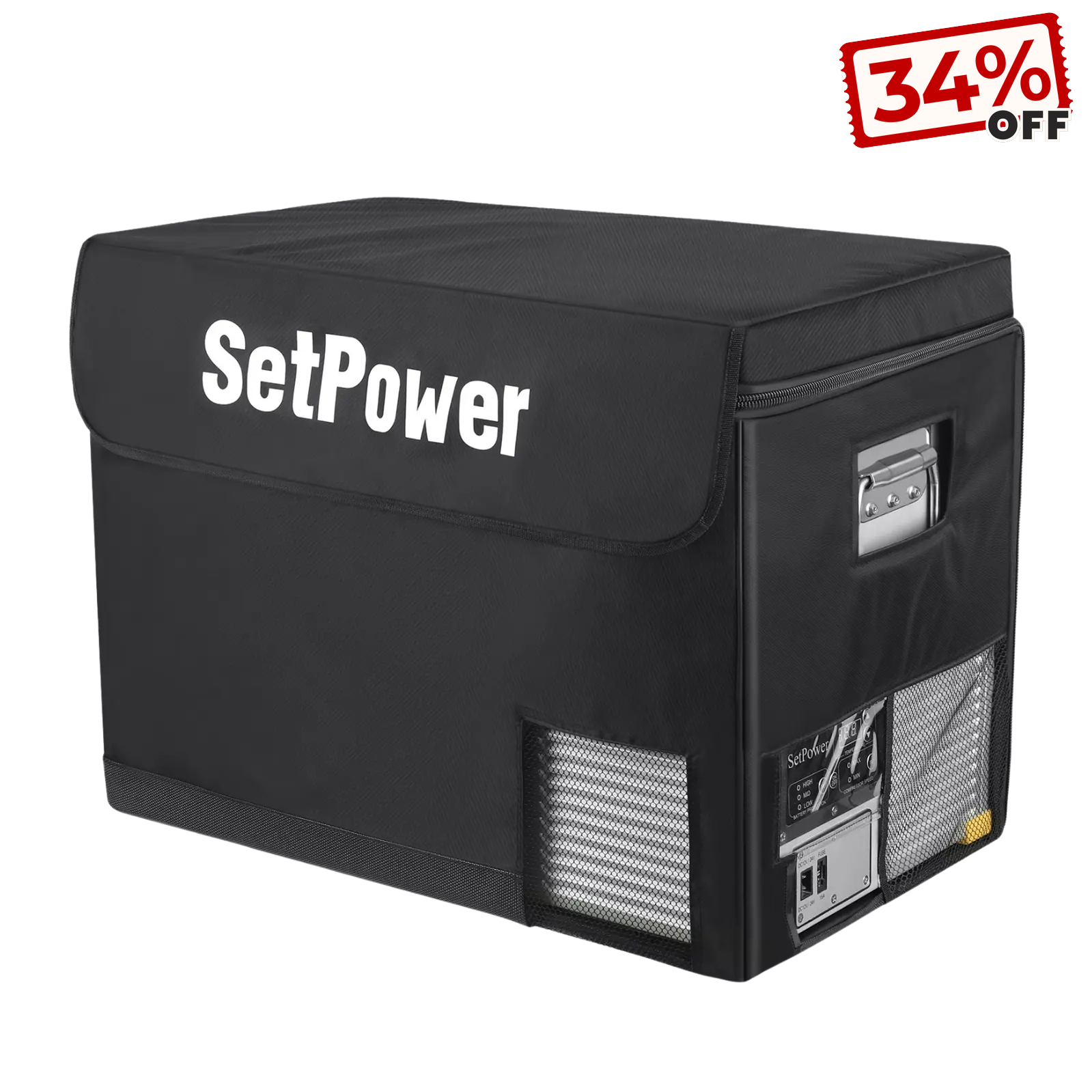 Setpower 12 Volt Refrigerator 12V Car Fridge 30 Quart Portable Freezer Compressor Cooler Compressor Freezer,12/24V DC 110~240 Volt AC, 0℉~50℉ for Truck RV SUV, with cover.